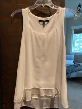 White Sleeveless Layered Chiffon Tank Top by White House Black Market